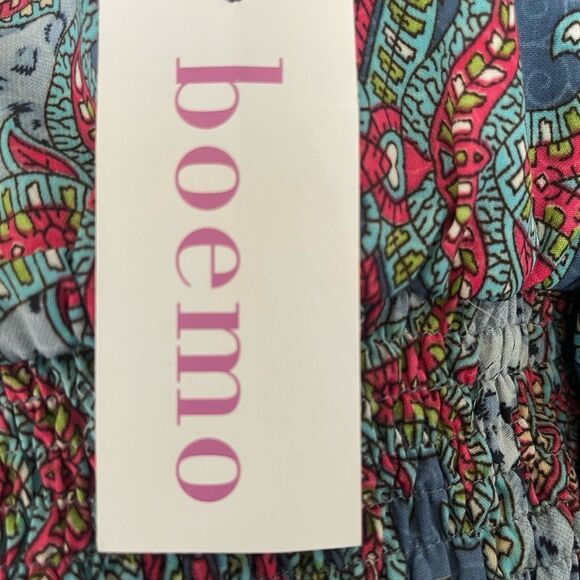 Boemo Blue and Red Paisley Long Sleeve Maxi Dress - Picture 10 of 10